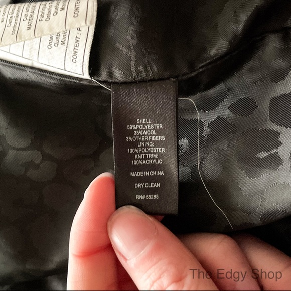 Express | Asymmetrical Knit Trimmed Boucle Coat - Picture 8 of 9